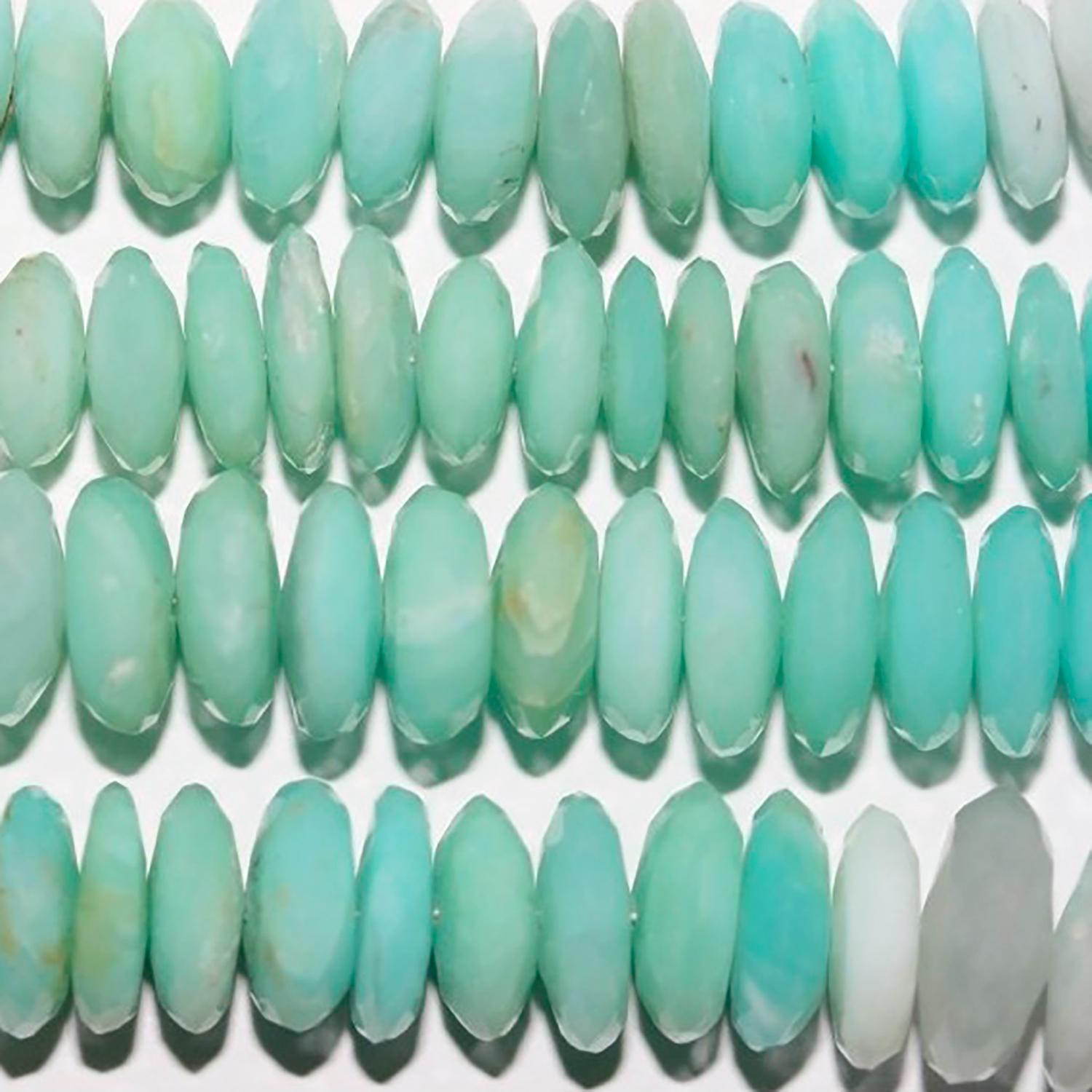 Cuentas redondas facetadas de ópalo peruano de 40 cm (16"), 10 x 4 mm (aprox.), tira de 40 cm