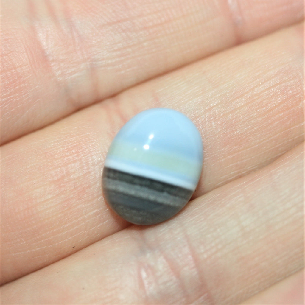 Blue Stripe  Opal Cabochon 15x12mm. (8.29ct.) - Natural Untreated Gem- Unique color- Jewellery Supplies- Inclusion Stones Natural