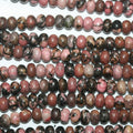 Perles rondelles lisses en rhodonite St 15" 8x5mm.-Rig 39cm.
