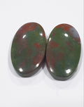 1 Pair Blood Stone 22x12mm Oval Cabochons. Natural Stone.