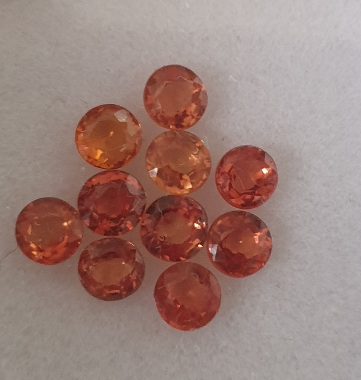 Lote de 10 zafiros naturales color naranja de 3 mm, talla brillante redonda, piedras preciosas al por mayor, piedras naturales para joyería.