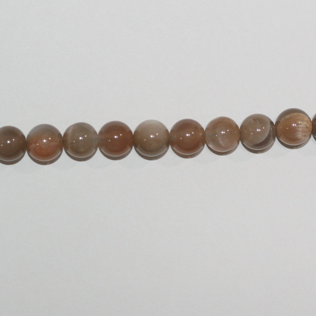 Cuentas redondas lisas de piedra lunar marrón de 16" de 6 mm - Hilo de 40 cm.