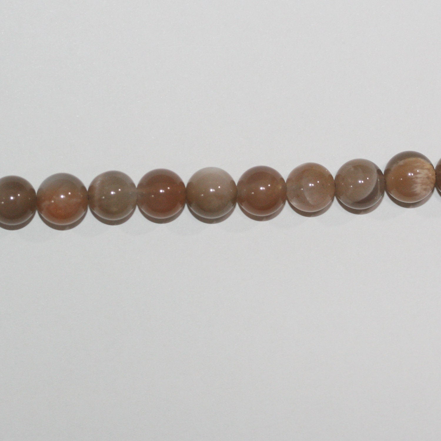 Cuentas redondas lisas de piedra lunar marrón de 16" de 6 mm - Hilo de 40 cm.