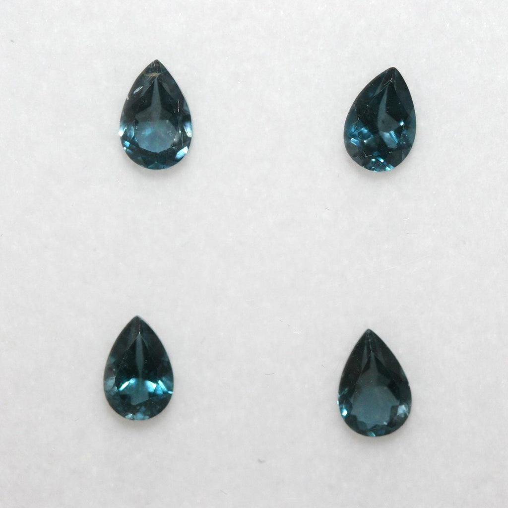 Lote de 4 piezas de topacio azul Londres facetado, gota de 6 x 4 mm (4 piezas)