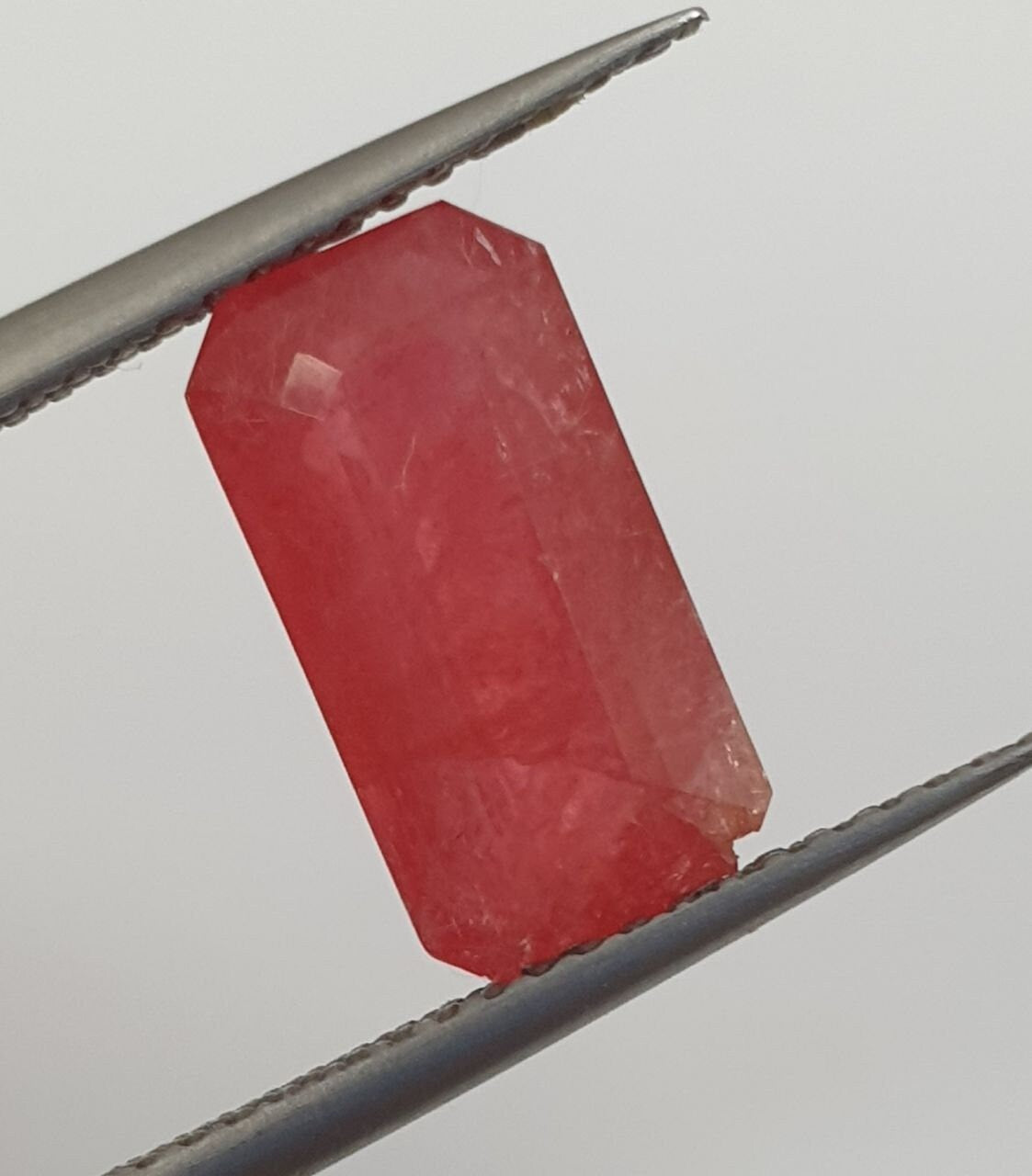 Rare Earth Mined Manganese Red Rhodonite Faceted Octagon  Top Color 12.3x6.4x4.3mm 3.6ct- One Of a Kind- Rare Gems