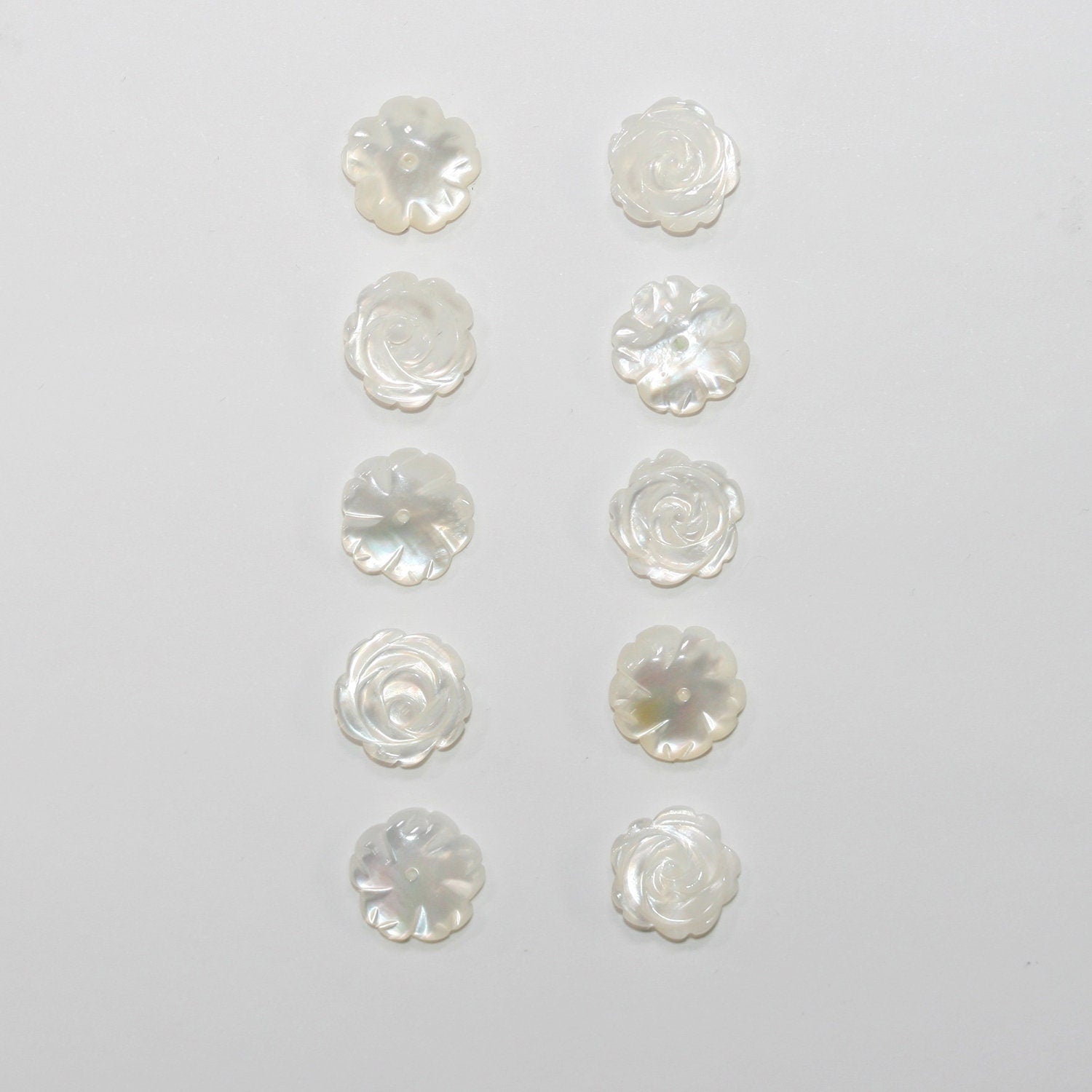 10 Pcs Lot MOP Half Drilled Flower 10mm. (10 Pieces)