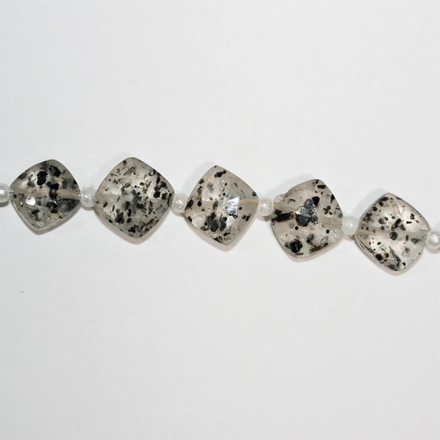 Perles carrées à facettes en quartz fruit du dragon, 8 pouces (10 mm), rang de 20 cm.