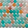 Cuentas redondas lisas de amazonita, jade y morganita de 40 cm (16"), 8 mm (tira de 40 cm)