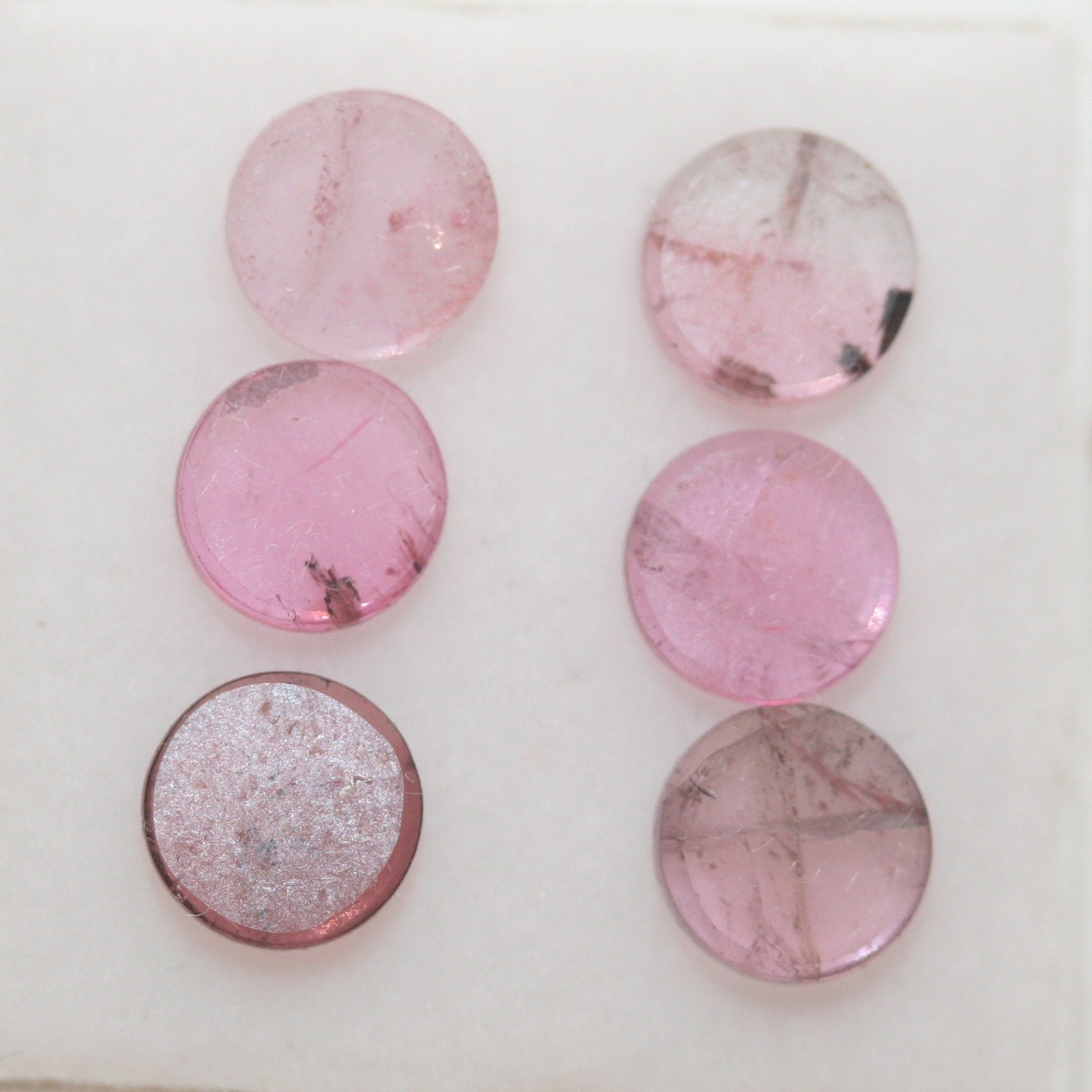 Lote de 6 gemas de turmalina planas redondas de 6 mm sin tratar - Gemas al por mayor - Piedras auténticas