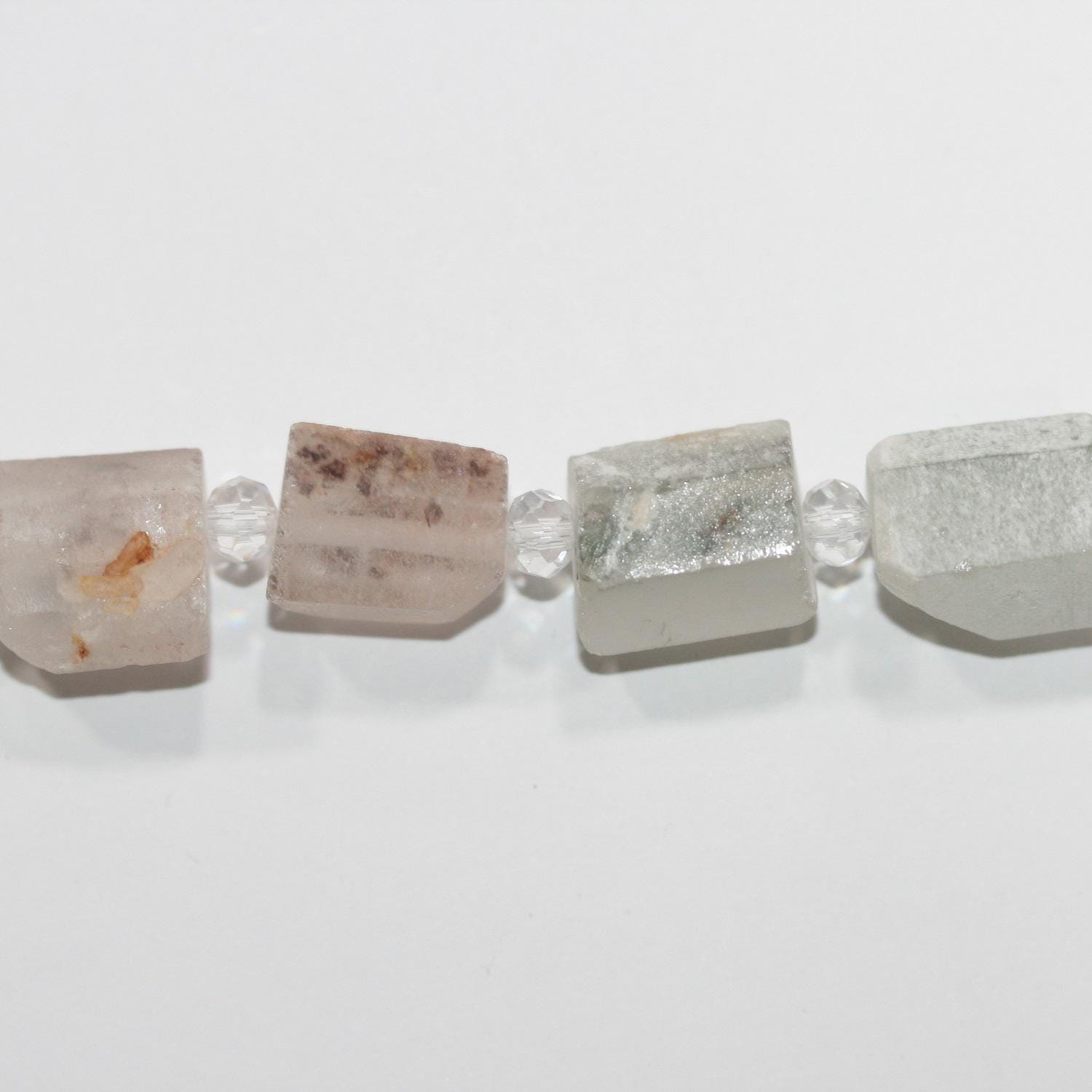 Cuentas tubulares de cuarzo cristal de roca de 16" con acabado mate, sin pulir, 16 x 12 mm (aprox. - Hilo de 40 cm)