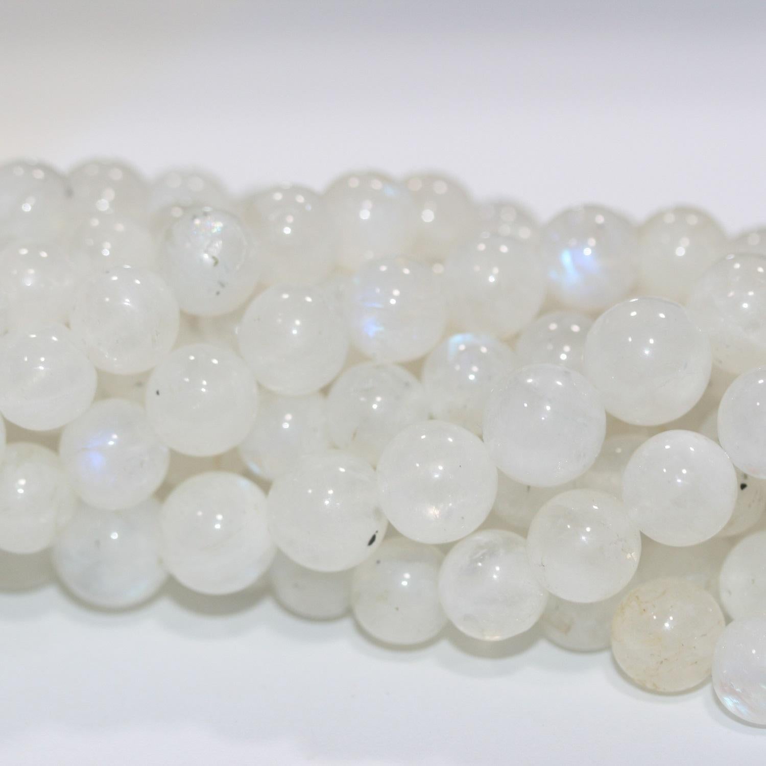 14" St Moonstone Smooth Round Beads 8.5-9mm -Strand 37cm.