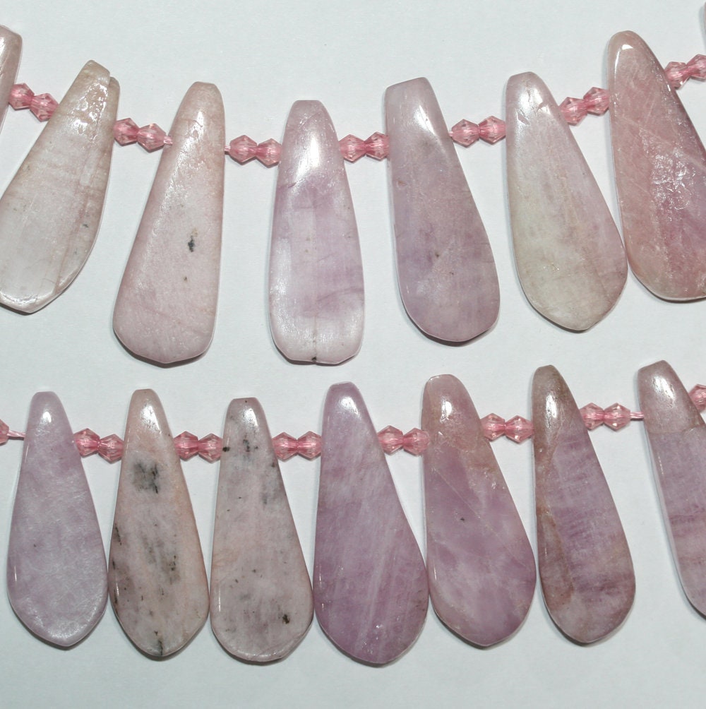 14" St Kunzite Graduated Smooth Drop Beads 30x13-40x15mm. Approx.-Strand 38cm