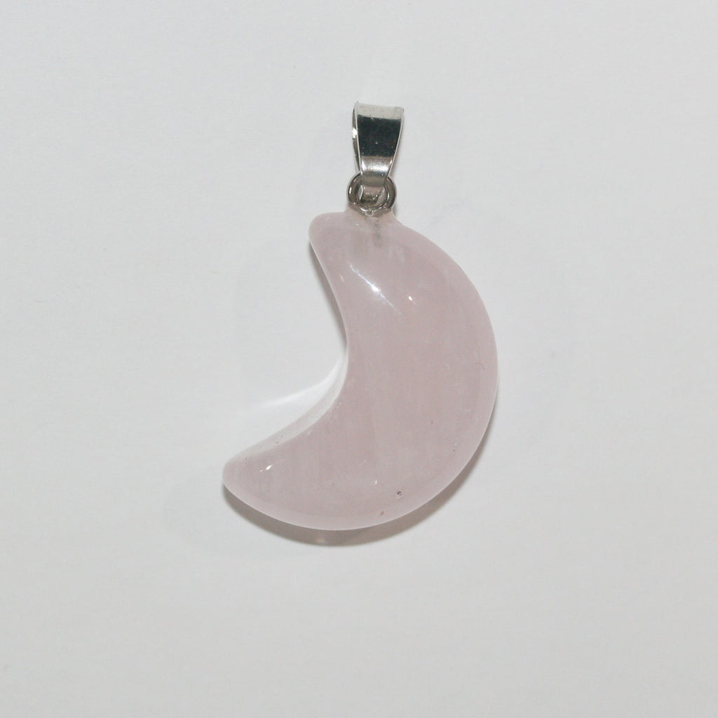 Pendentif Lune en Quartz Rose 25x18mm.