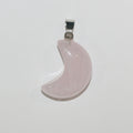 Pendentif Lune en Quartz Rose 25x18mm.