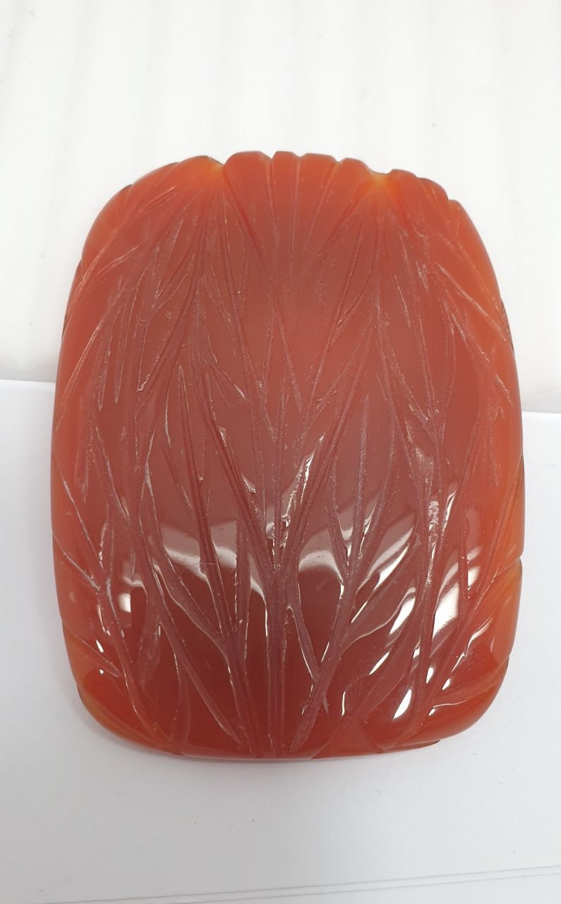 Handcrafted 202.85 ct Huge Carved In Carnelian Agate  Big Cabochon - Gemstone Carving- Unique Piece  62x45mm- One Of A kind Pendant