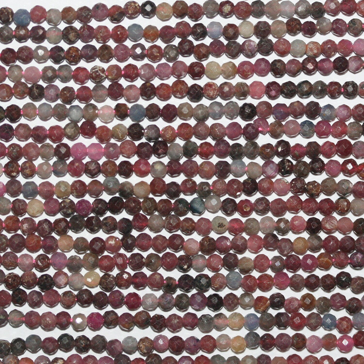 15" St Perles rondes à facettes en saphir multicolore 2,5-3 mm.- Brin 39 cm.