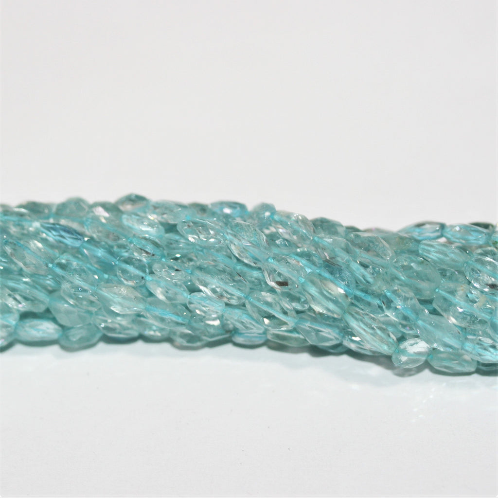 13" St Aquamarine Faceted Oval Beads 6x4mm.-Strand 34cm.