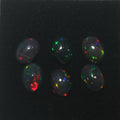 Ethiopian Black Opal Lot Oval Cabochon 8x6mm.-(6Pcs).-Gemstone Parcels-Loose Stones Wholesale Price