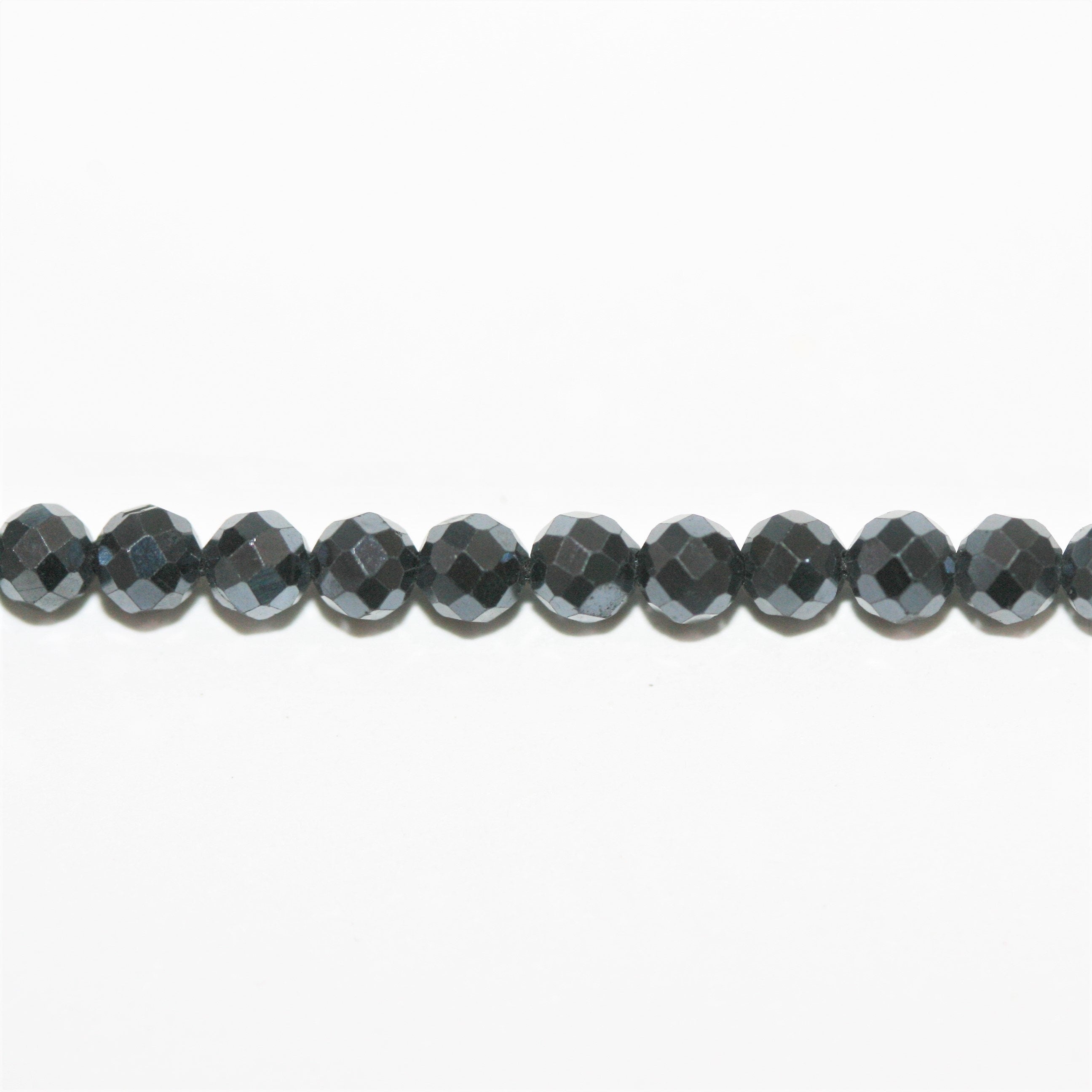 12" St Bluish Gray Spinel Faceted Round Beads 3mm.- Strand 32cm.