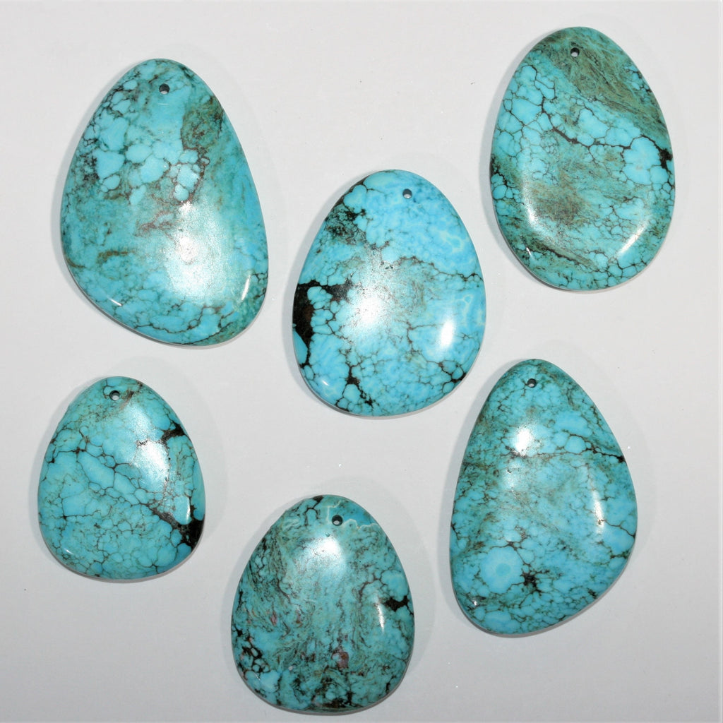 1 Pc Smooth Oval Turquoise Pendant 45x36mm. approx. - 1 Piece