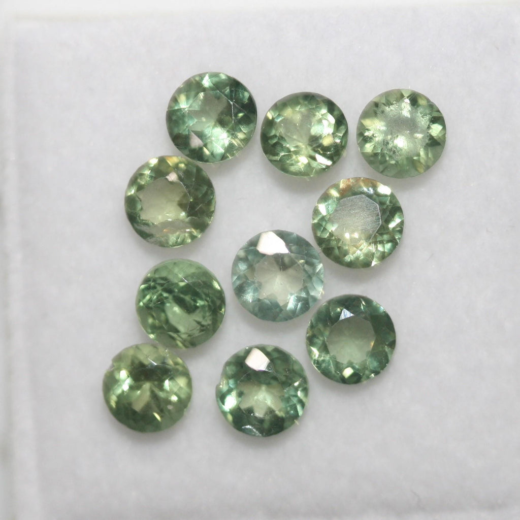 10 Pc Natural Apatite Faceted Round 4mm - Natural Untreated Stone- Rare Color Green Apatite