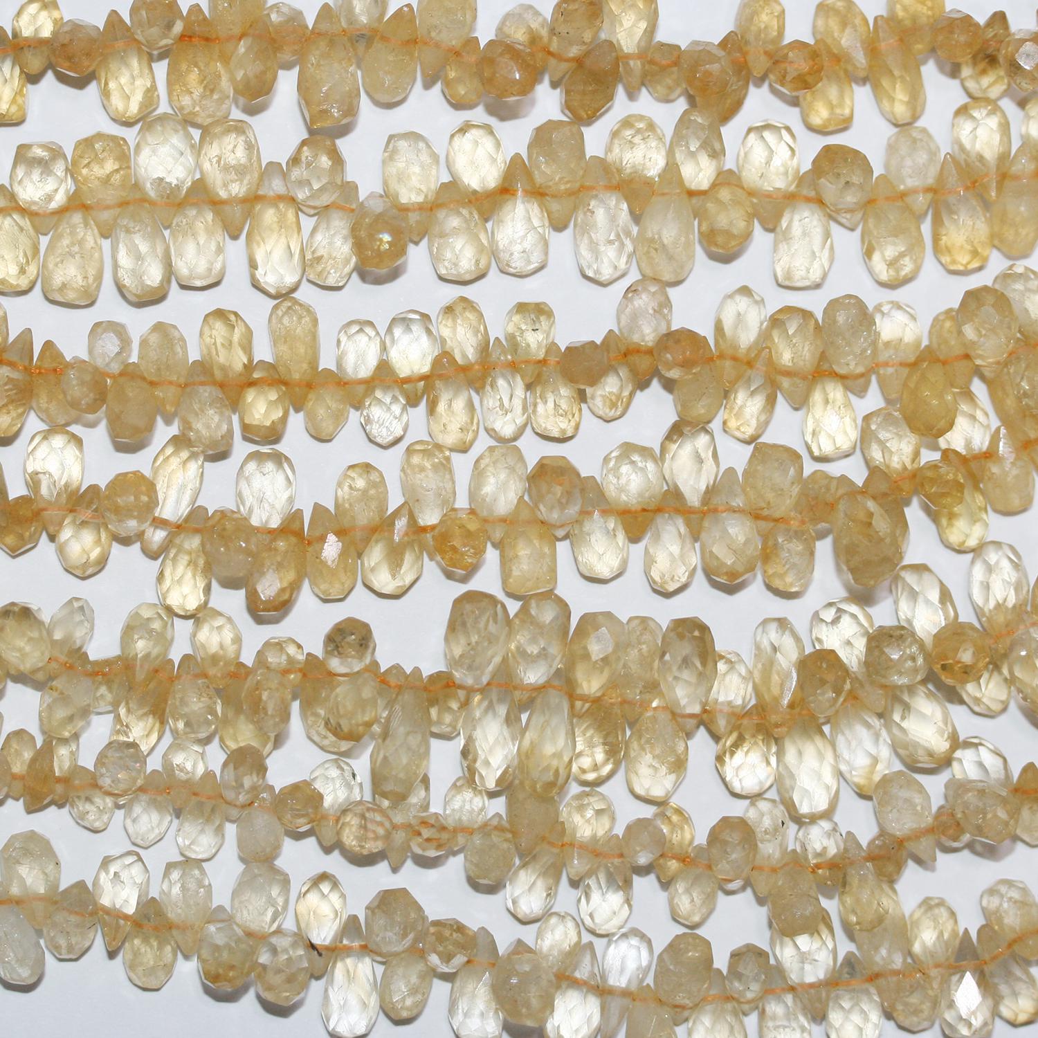 13" St Citrine Faceted Drop Beads 10x5mm.Approx.-Strand 35cm