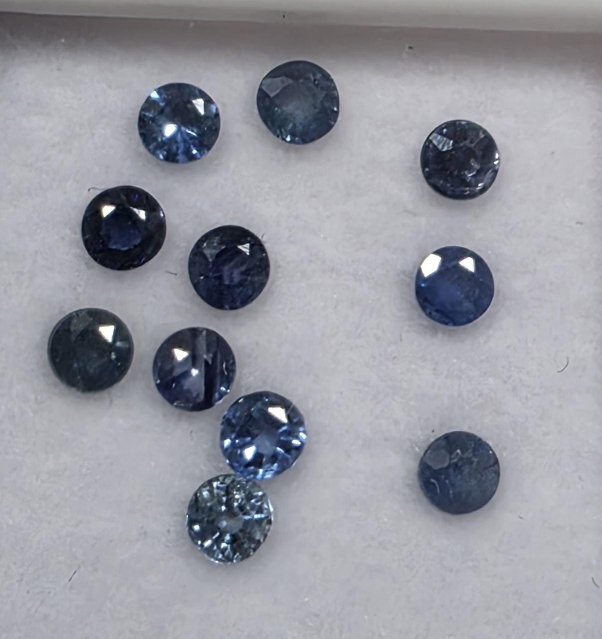 12 Pcs Lot Natural Top Blue Color Blue Sapphire 2.6-2.7mm  Round Brilliant Cut- Wholesale Gemstones- Natural Stones For Jewelry