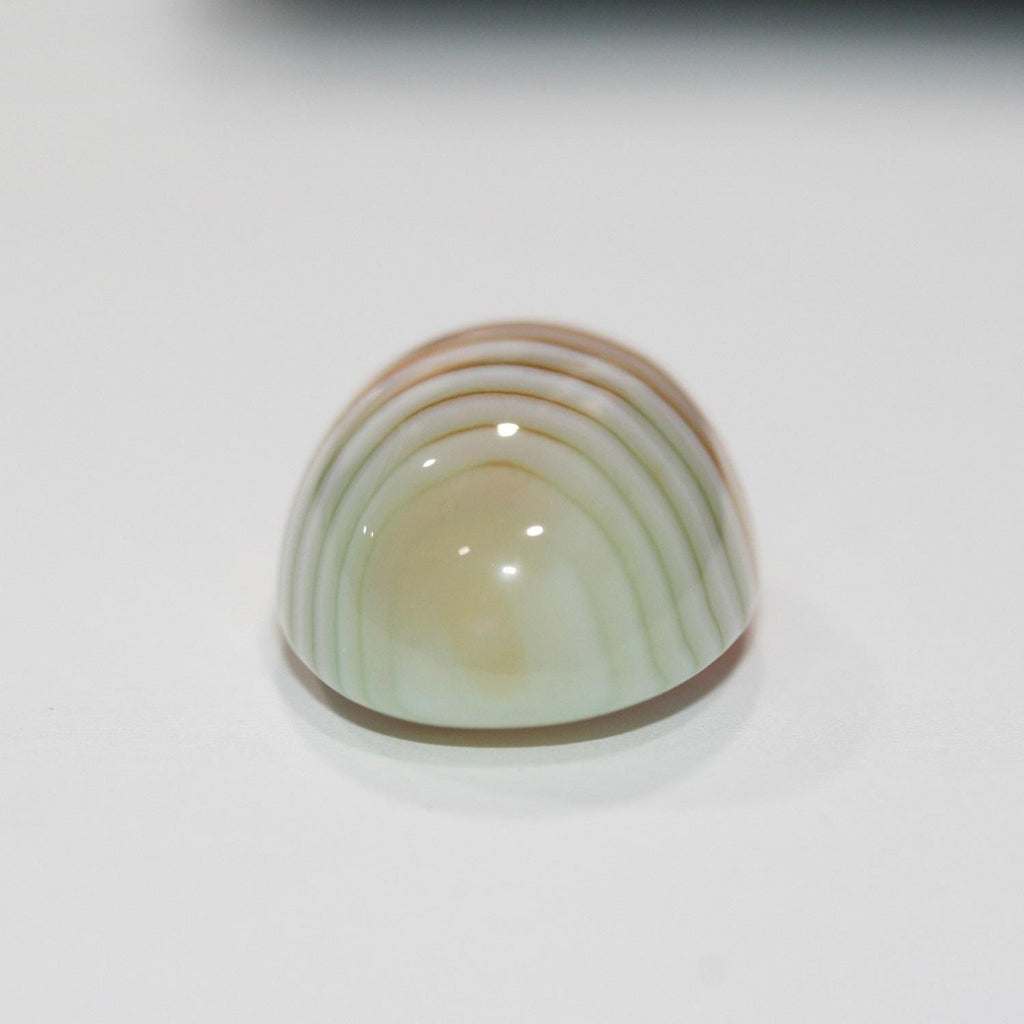 White Green Orange Stripe Agate Cabochon 29.5x20mm 56.42ct.- One Of A kind Gemstone