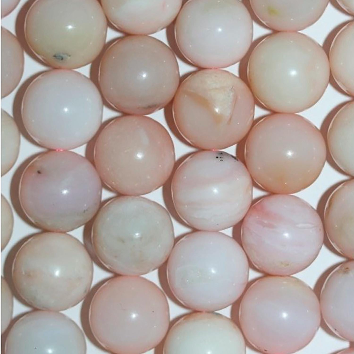 Cuentas redondas lisas de ópalo rosa de 16" (12-13 mm) - Hilo de 40 cm