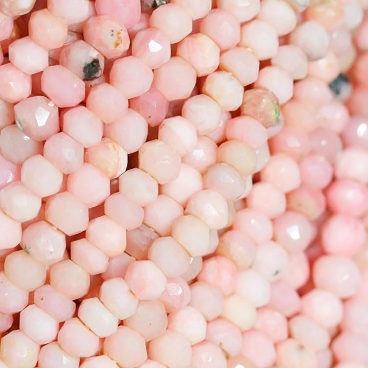 Perles rondelles à facettes en opale rose St, 14 pouces (environ 37 cm), 4 x 3 mm. Longueur du fil : 37 cm.