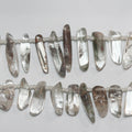Perles en bâtonnet lisses de quartz lodolite St 15" 37x12mm.-Environ-Bande 39cm.