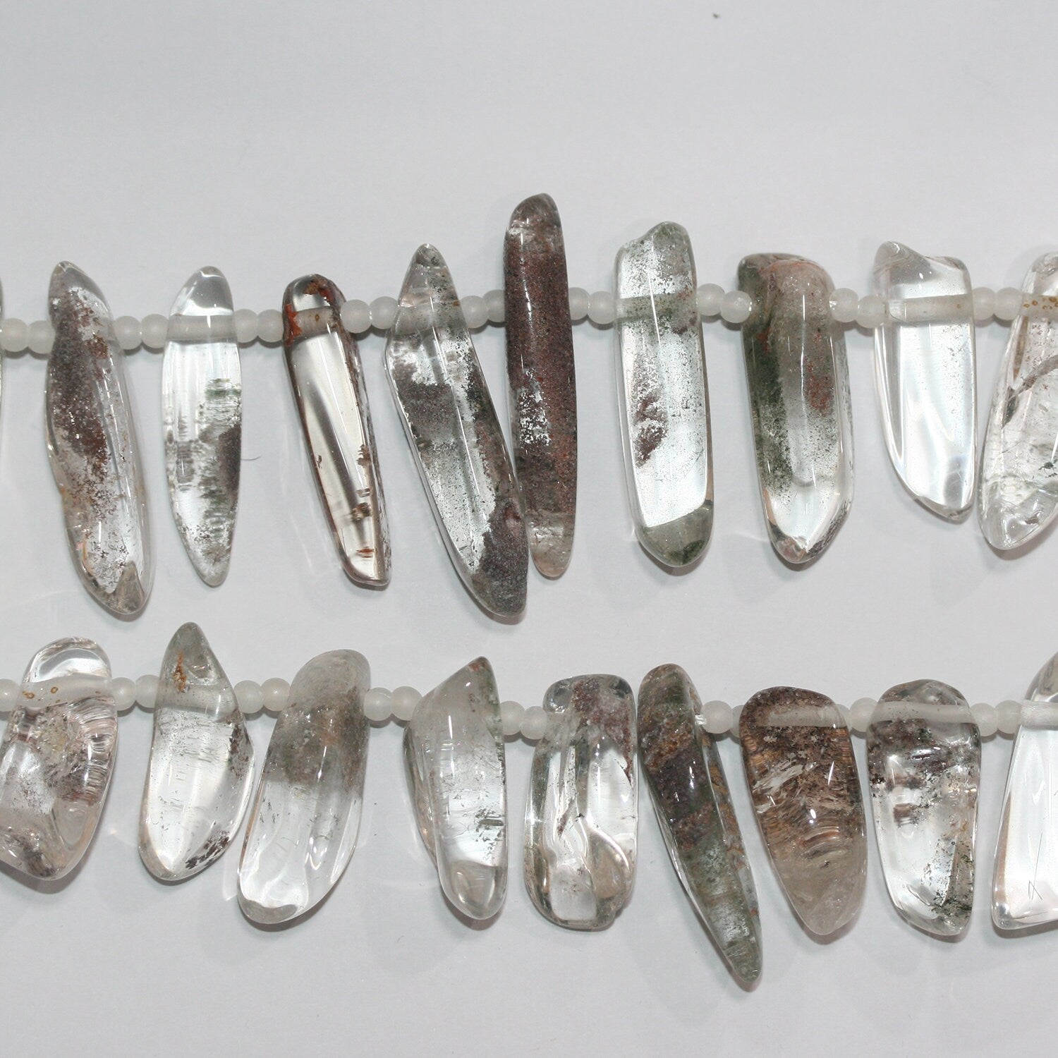 Perles en bâtonnet lisses de quartz lodolite St 15" 37x12mm.-Environ-Bande 39cm.