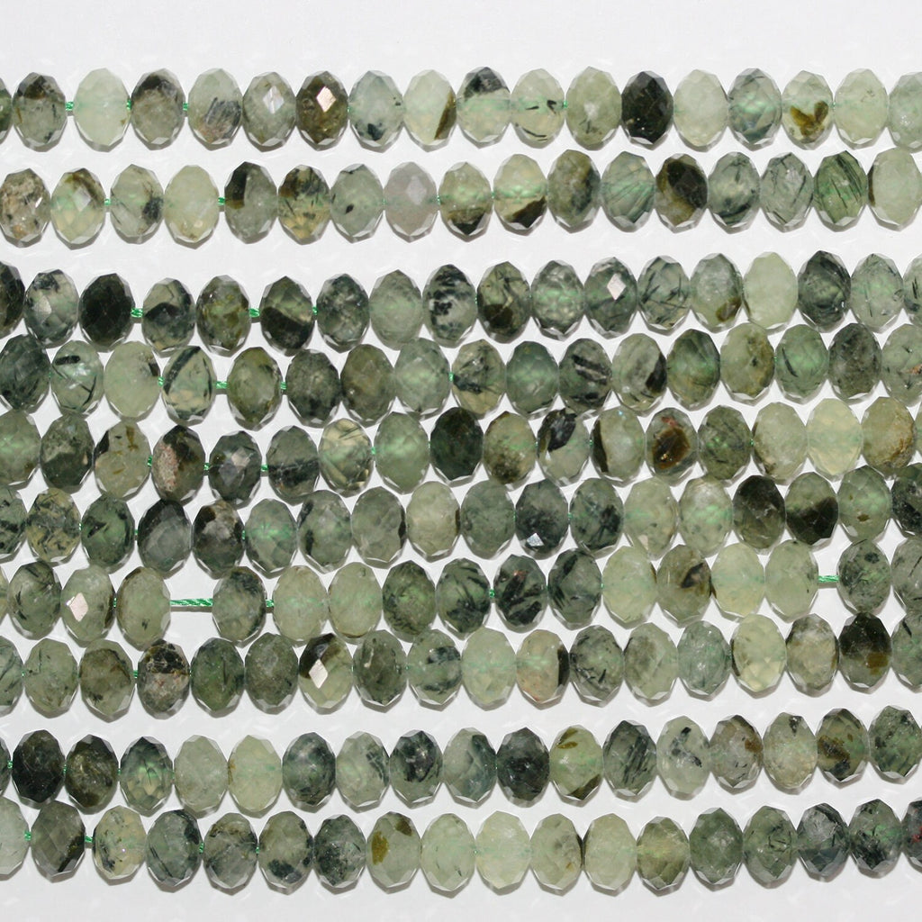 Perles rondelles à facettes en stréhnite 15" 8x5mm.- Brin 39cm.