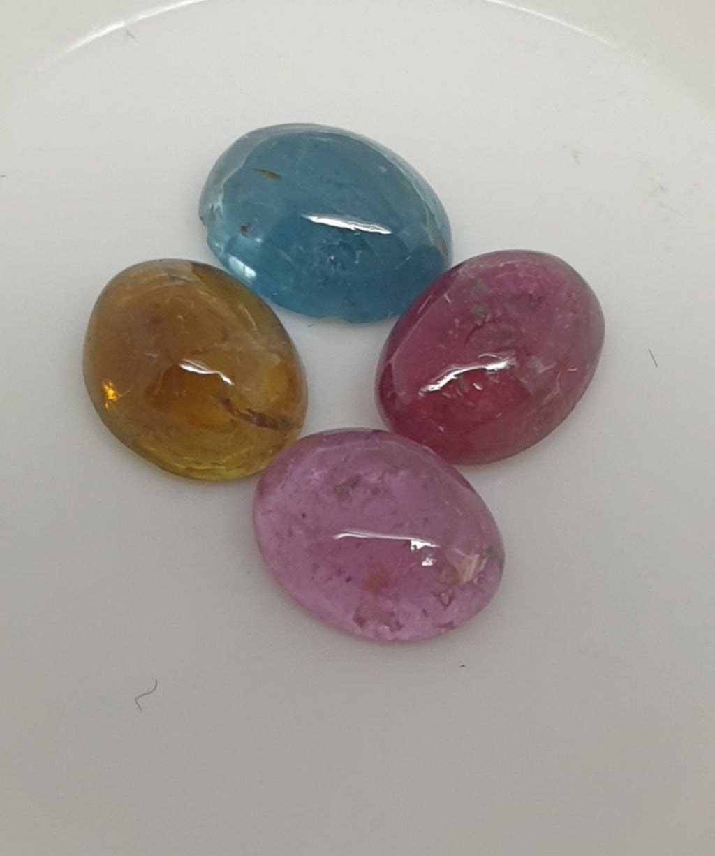 Tourmaline Lot Oval Cabochons 7x5mm.-(4pcs)  -Gemstone Parcels-Loose Stones Wholesale Price-Natural Gems