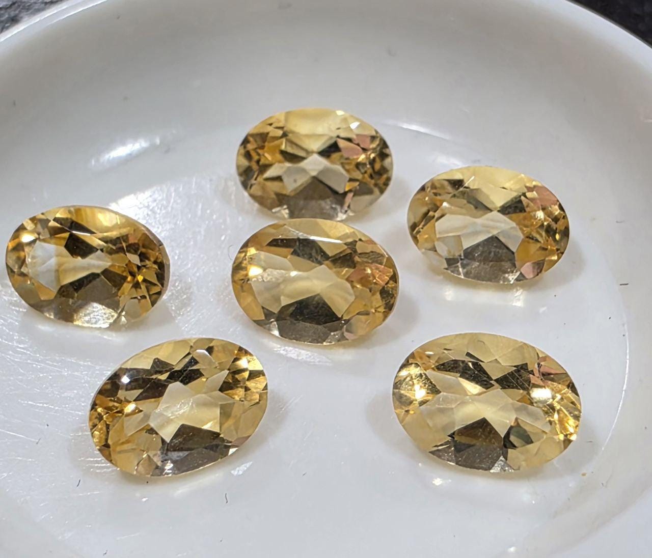 Lote de citrino facetado ovalado de 7 x 5 mm (6 piezas). Piedras preciosas sueltas, precio al por mayor.