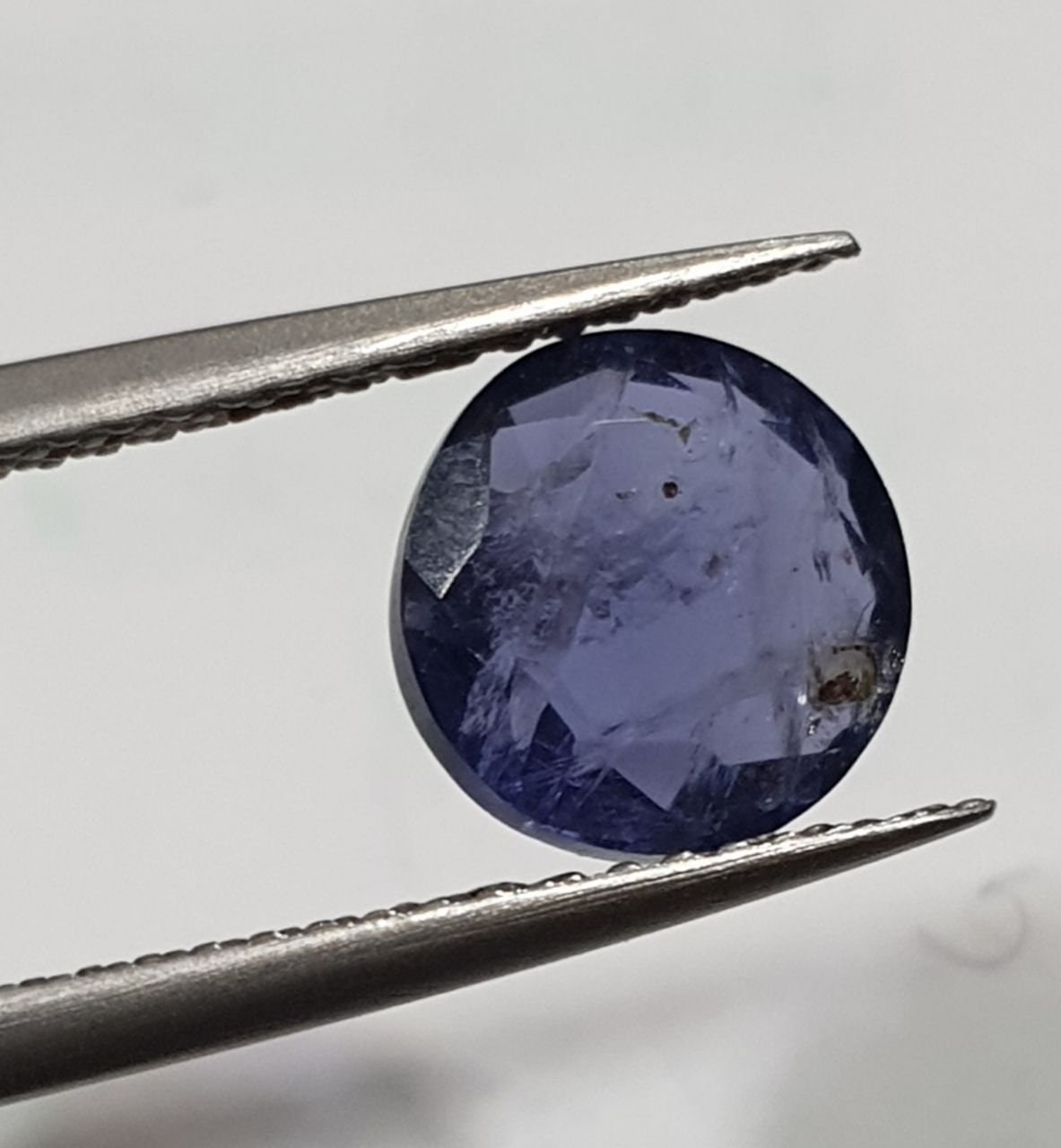 Iolite Cordierite Round Flat Faceted  Cabochon Gems  8mm Untreated Gemstone  Blue Color - Natural Blue Stone- Gemology