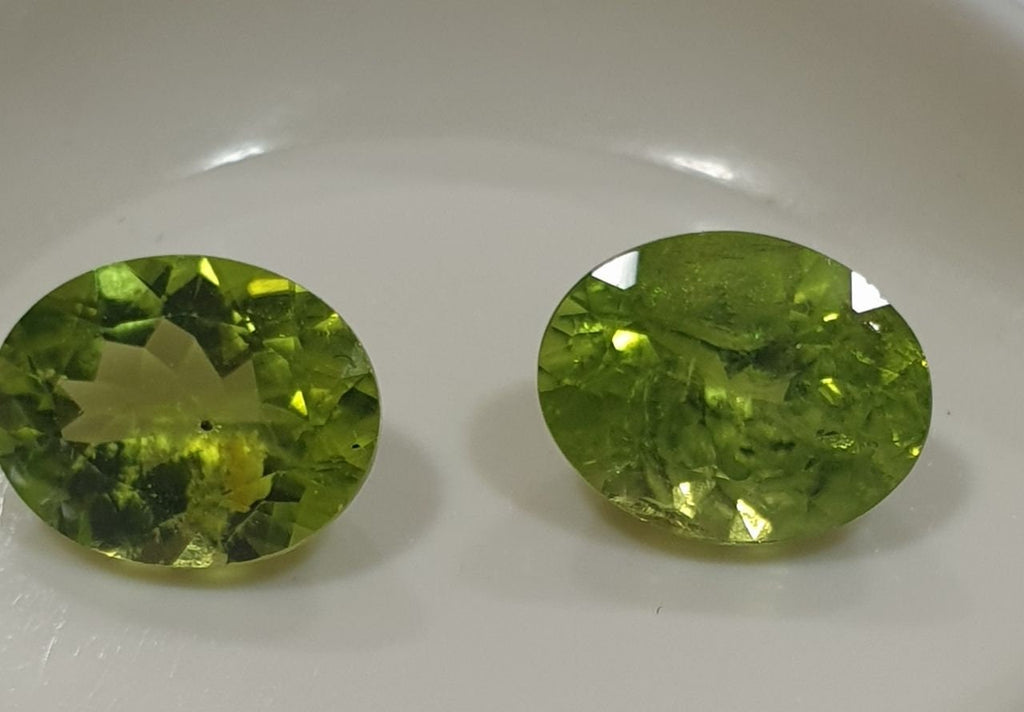 1 Peridot Matching Pair Faceted Oval Cut  10x8mm Olivine Green
