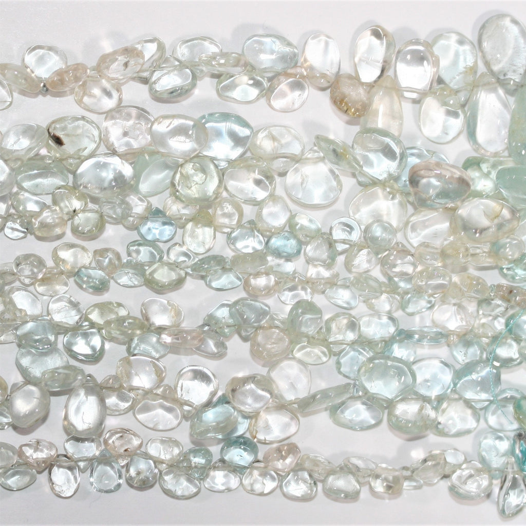Cuentas lisas de aguamarina de 8", 5-8 mm. Aprox. - Hilo de 20 cm.