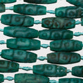 14" St  Green Agate Matte Finish Carved Barrel Beads 40x14mm.-Strand 40cm