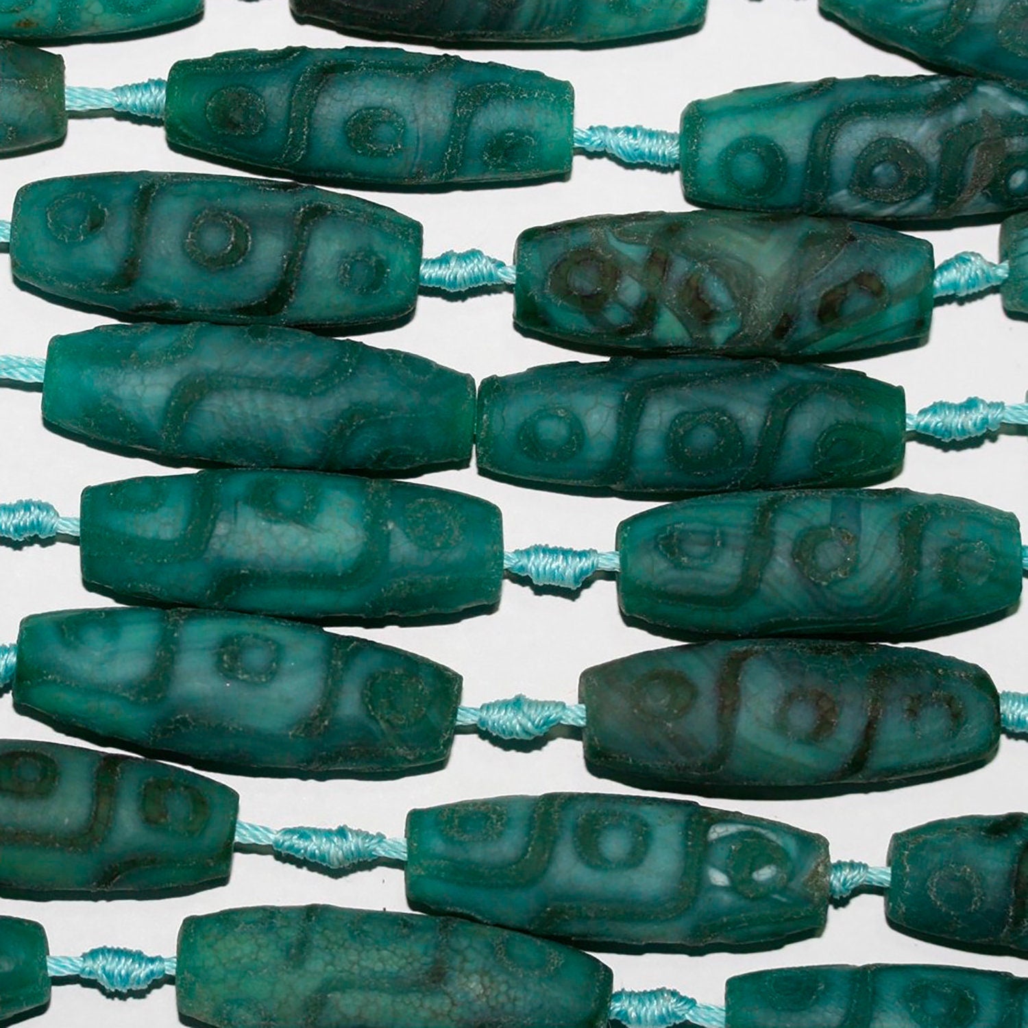 14" St  Green Agate Matte Finish Carved Barrel Beads 40x14mm.-Strand 40cm