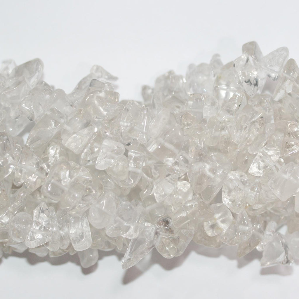 Cuentas lisas de cuarzo cristal de roca de 33" (10 x 8 mm). Hilo de 85 cm aprox.