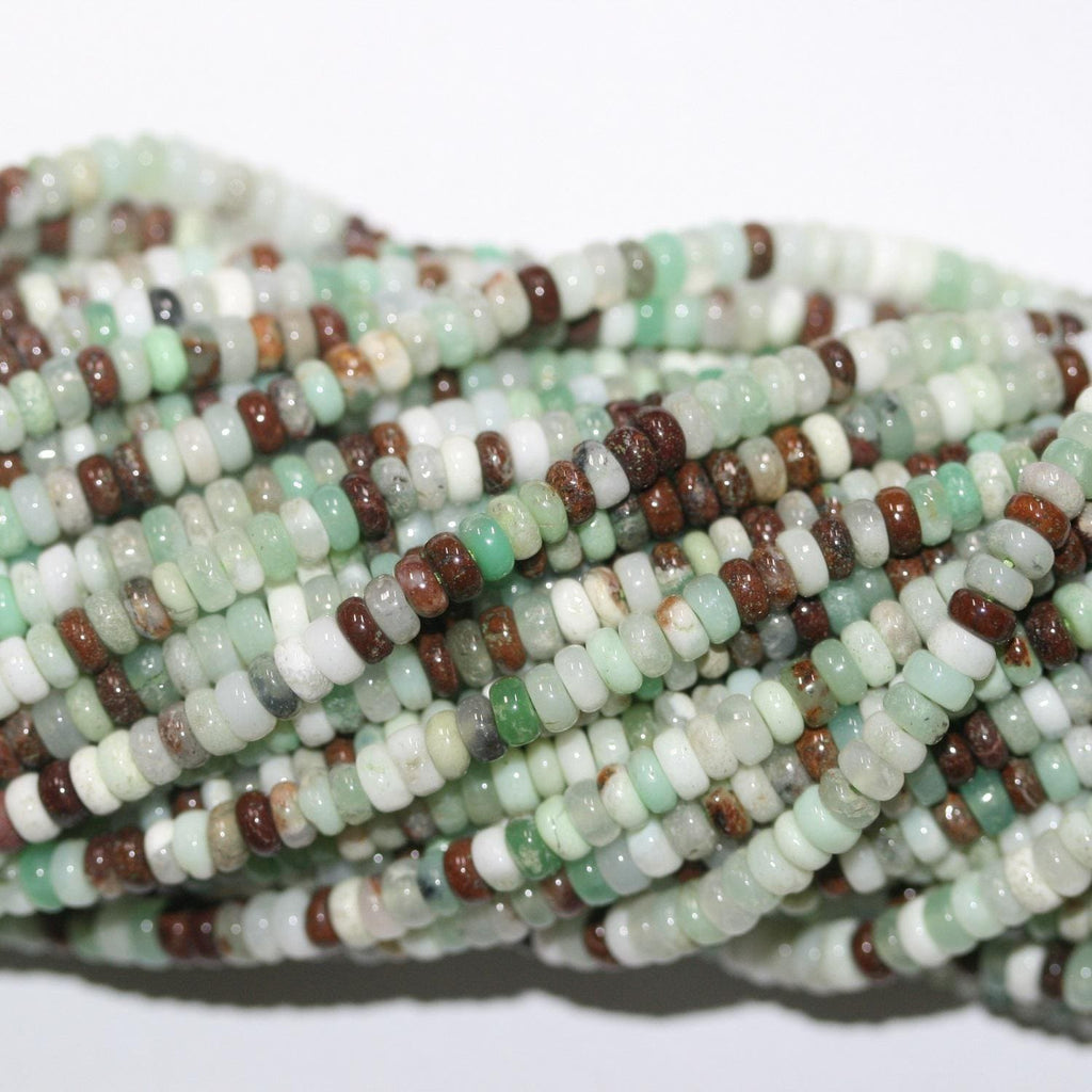 Cuentas redondas lisas de Santa Crisoprasa de 16" de 4 x 2 mm - Hilo de 40 cm.