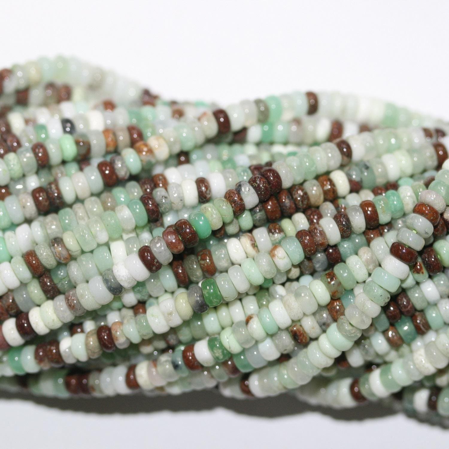 Cuentas redondas lisas de Santa Crisoprasa de 16" de 4 x 2 mm - Hilo de 40 cm.