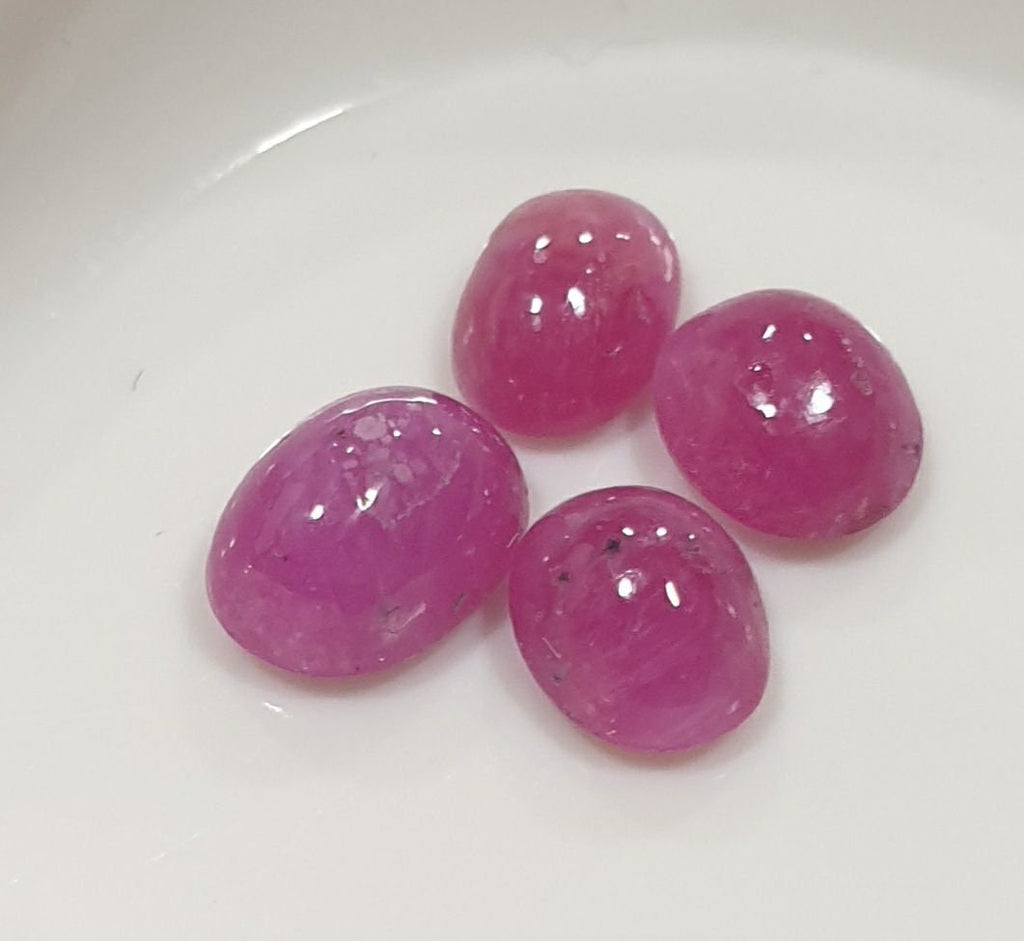 Ruby Lot 4 Pcs Oval  Cabochons  5.5X4mm to  6.5x5mm Cabochon  Natural Ruby- Ruby Lot -Natural Ruby Lot