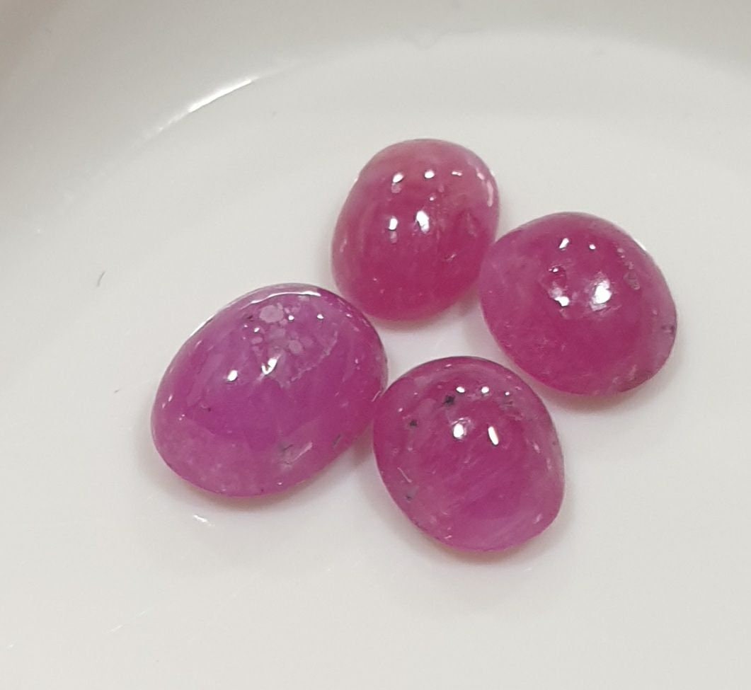 Ruby Lot 4 Pcs Oval  Cabochons  5.5X4mm to  6.5x5mm Cabochon  Natural Ruby- Ruby Lot -Natural Ruby Lot