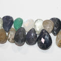 Perles en forme de goutte à facettes dégradées, 8 pouces, multi-pierres, 17 x 11 à 22 x 17 mm. Longueur approximative : 20 cm. Réf. 14101