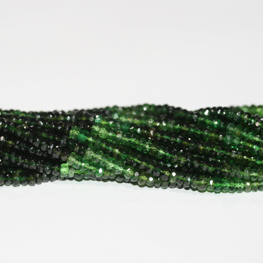 14" St Green Tourmaline Faceted Rondelle Beads 3x2mm.-Strand 36cm.