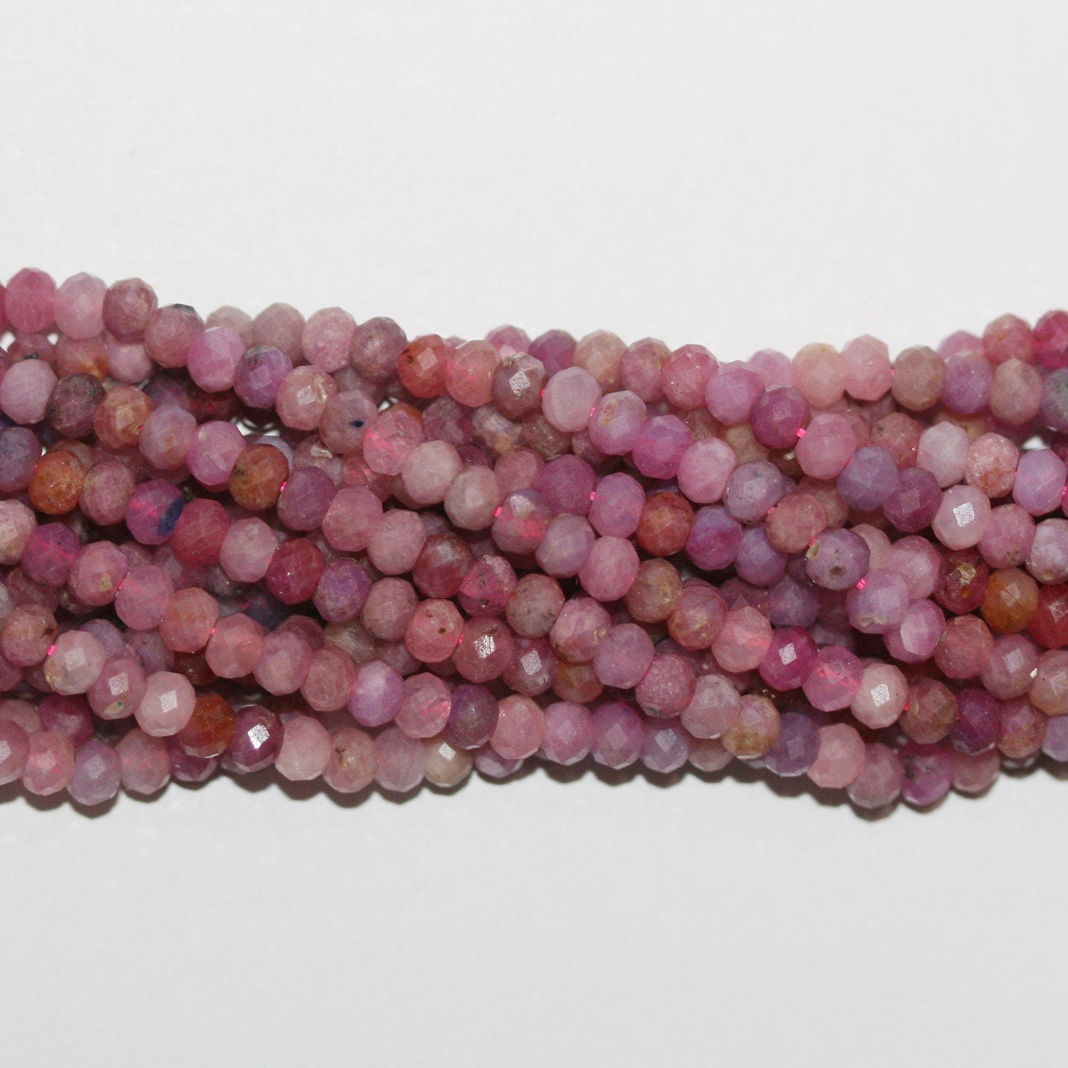 Perles rondelles à facettes St Ruby 15" 4x3mm.-Rig 39cm.