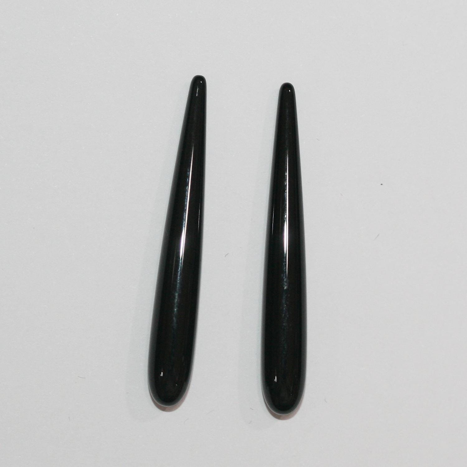 Pendentif en onyx lisse en forme de goutte, sans perçage, 40 x 5 mm (2 pièces).