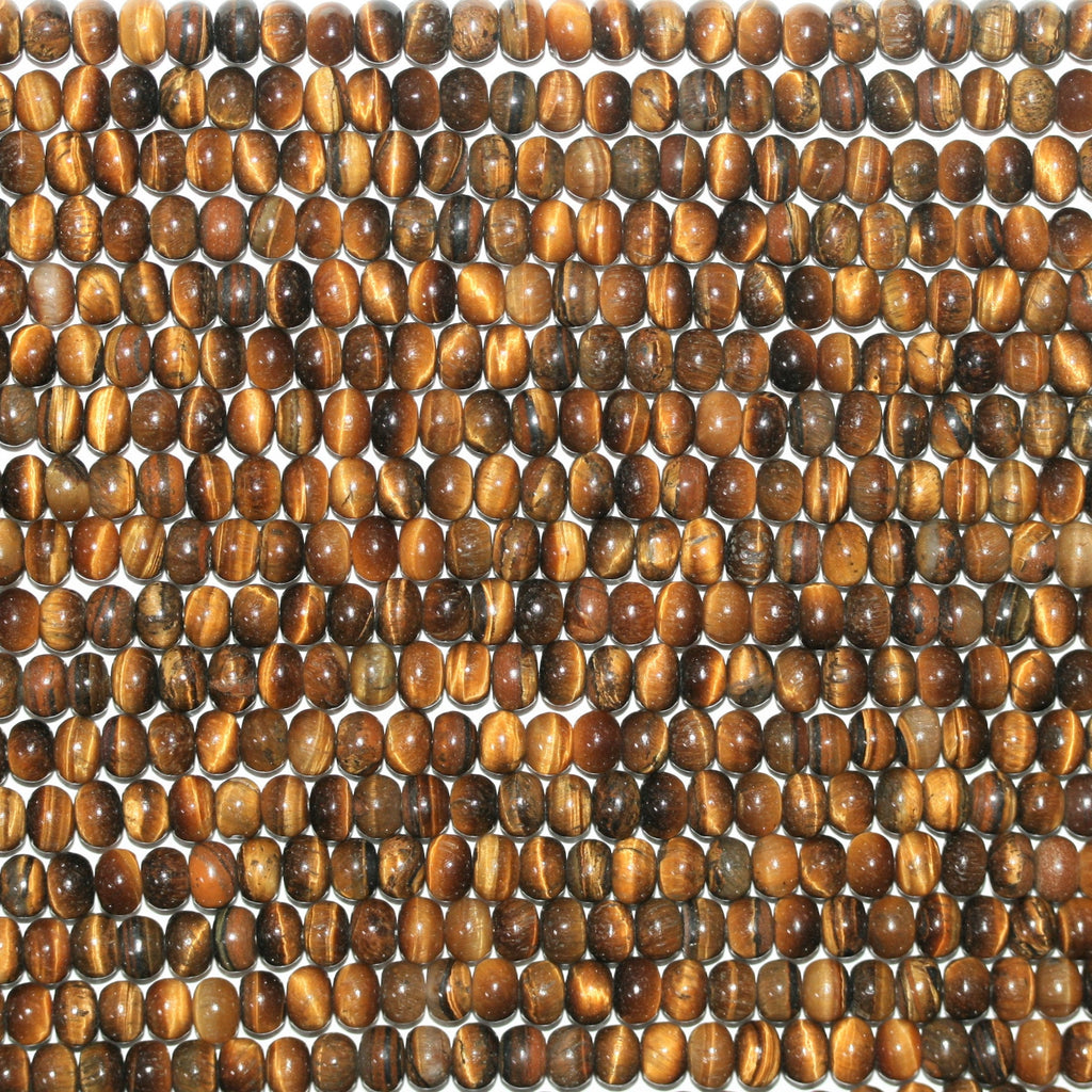 Perles rondelles lisses œil de tigre St 15" 6x4mm.- Brin 39cm.